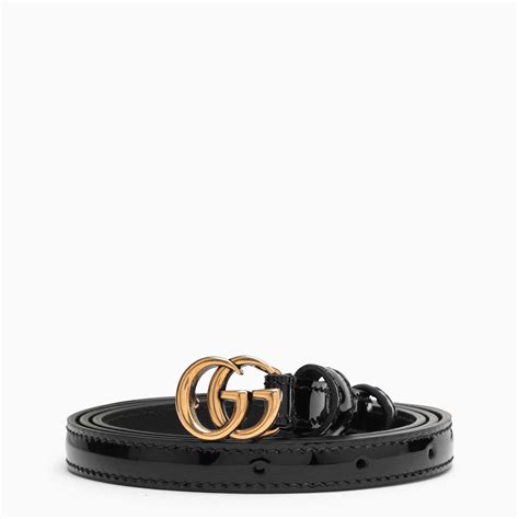 GUCCI Cintura sottile nera in vernice 